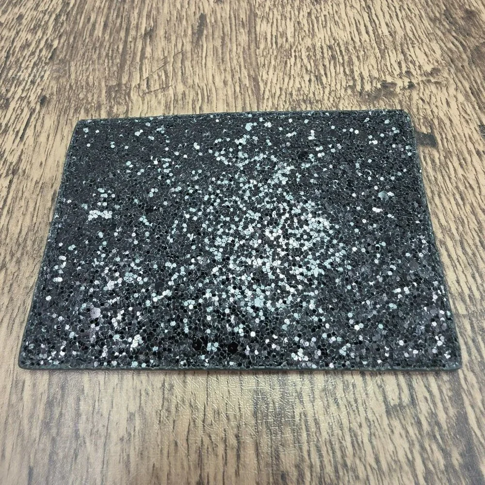 Kate Spade Card Case Holder Greta Court Graham Sparkling Black Glitter Slim Mini